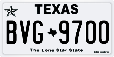 TX license plate BVG9700