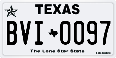 TX license plate BVI0097