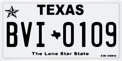TX license plate BVI0109