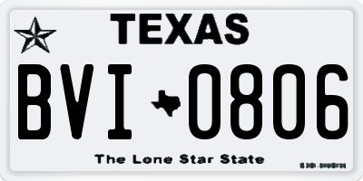 TX license plate BVI0806