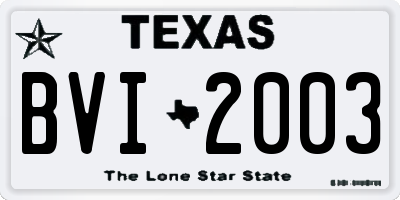 TX license plate BVI2003
