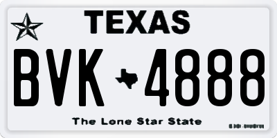 TX license plate BVK4888