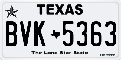 TX license plate BVK5363