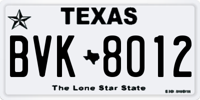 TX license plate BVK8012