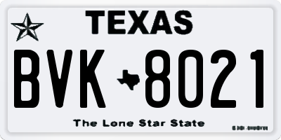 TX license plate BVK8021