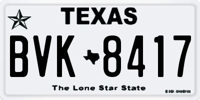 TX license plate BVK8417