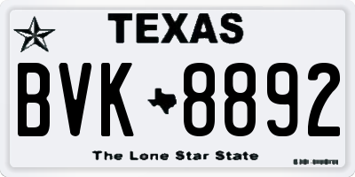 TX license plate BVK8892