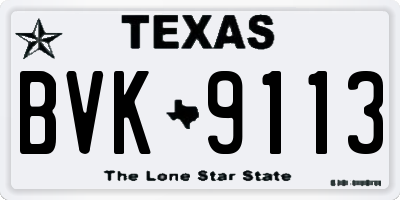 TX license plate BVK9113