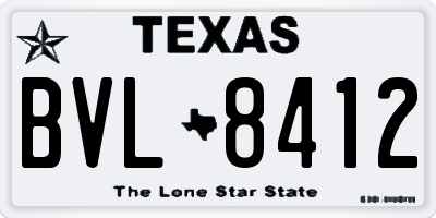 TX license plate BVL8412