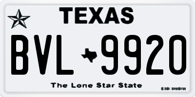 TX license plate BVL9920