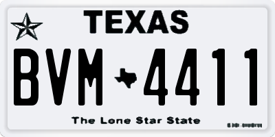 TX license plate BVM4411