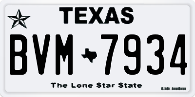 TX license plate BVM7934