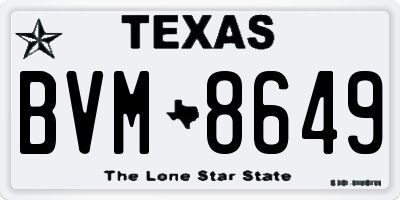 TX license plate BVM8649