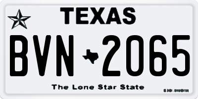 TX license plate BVN2065