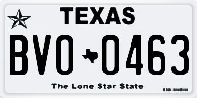 TX license plate BVO0463