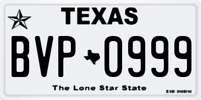 TX license plate BVP0999