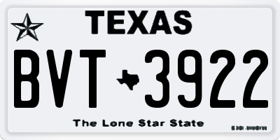 TX license plate BVT3922