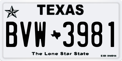 TX license plate BVW3981