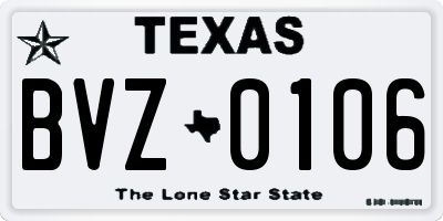 TX license plate BVZ0106