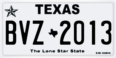 TX license plate BVZ2013