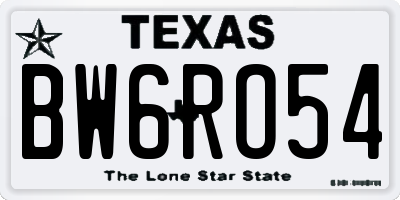TX license plate BW6RO54