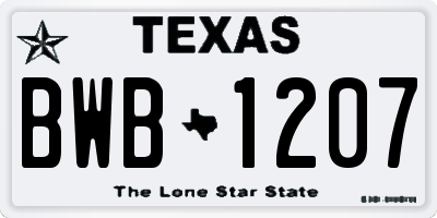 TX license plate BWB1207