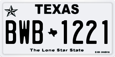 TX license plate BWB1221