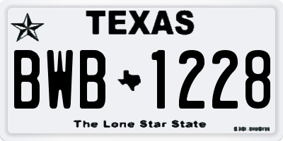 TX license plate BWB1228