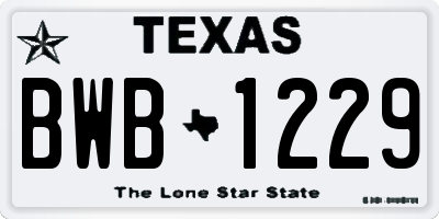 TX license plate BWB1229