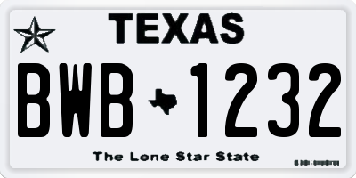TX license plate BWB1232