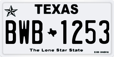TX license plate BWB1253