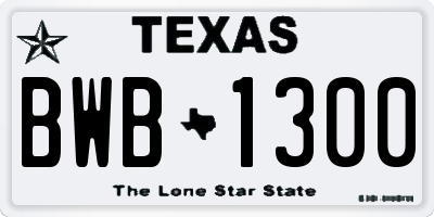TX license plate BWB1300
