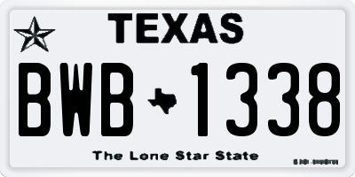 TX license plate BWB1338
