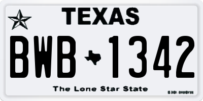 TX license plate BWB1342