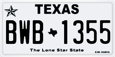 TX license plate BWB1355