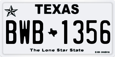 TX license plate BWB1356