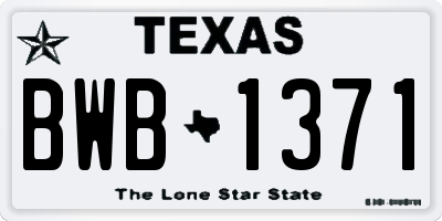TX license plate BWB1371