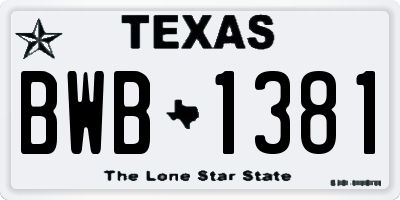 TX license plate BWB1381