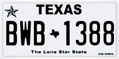 TX license plate BWB1388