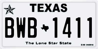 TX license plate BWB1411
