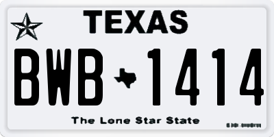 TX license plate BWB1414