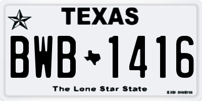 TX license plate BWB1416