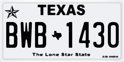 TX license plate BWB1430