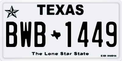 TX license plate BWB1449