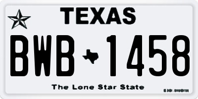 TX license plate BWB1458