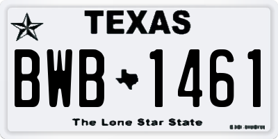 TX license plate BWB1461