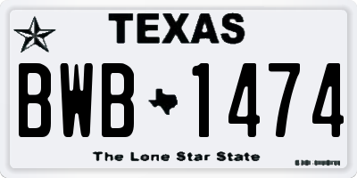 TX license plate BWB1474