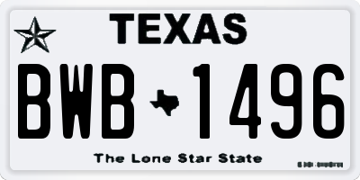 TX license plate BWB1496