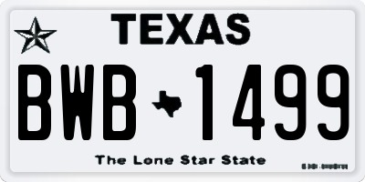 TX license plate BWB1499