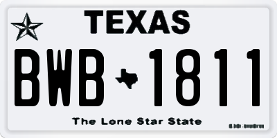 TX license plate BWB1811